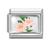 Stainless Steel 9mm Shiny Water Lilies Flower Link for Italian Charm Bracelet
