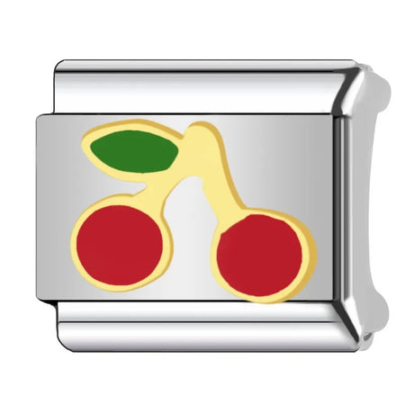 Silver Plated Red Cherries Drop Charm