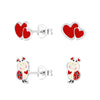 Children's Sterling Silver Set of 2 Pairs of Love Bug Themed Stud Earrings