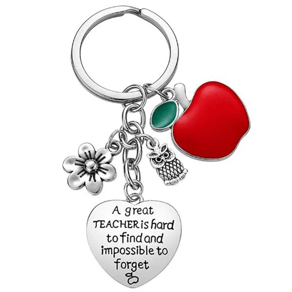Apfel für die Lehrerin" Versilberter Schlüsselanhänger/Handtaschenanhänger