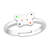 Children's Sterling Silver Adjustable Rainbow Spot Butterfly Ring