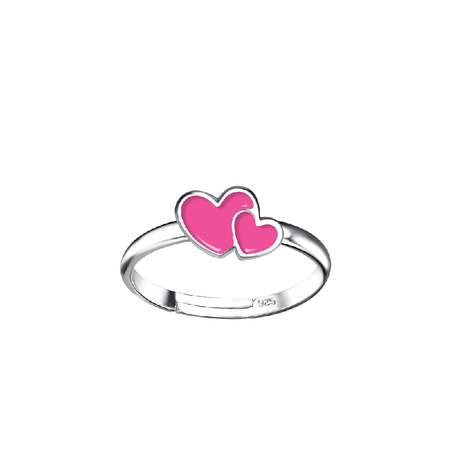 Children's Sterling Silver Adjustable 'Heart with Crystal' Ring