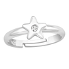 Children's Sterling Silver Adjustable 'Star with Crystal' Ring