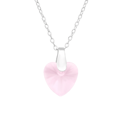 Children's Sterling Silver 'Pale Pink Crystal Heart' Pendant Necklace