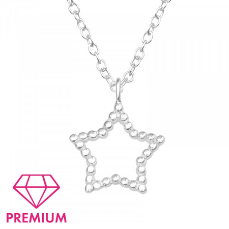 Children's Sterling Silver 'Pink and Purple Star with Crystal' Pendant Necklace