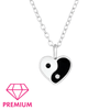 Children's Sterling Silver Yin-Yang Heart Pendant Necklace