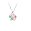 Children's Sterling Silver 'Multicoloured Crystal Paw' Pendant Necklace