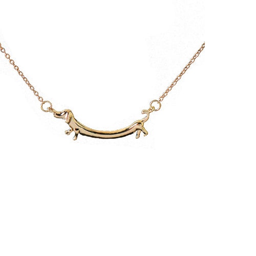 Children's Gold Coloured Dachshund/Sausage Dog Pendant Necklace