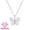 Children's Sterling Silver 'Butterfly with Pink Crystal' Pendant Necklace