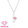 Children's Sterling Silver 'Pink Sparkle Flamingo' Pendant Necklace
