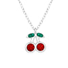 Children's Sterling Silver Crystal Cherries Pendant Necklace