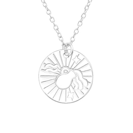 Children's Sterling Silver Zodiac Sign Pendant Necklace - Cancer (June 21- July 22)