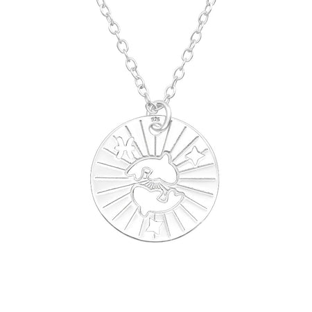 Children's Sterling Silver Zodiac Sign Pendant Necklace - Cancer (June 21- July 22)