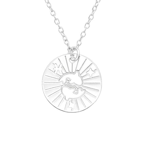 Children's Sterling Silver Zodiac Sign Pendant Necklace - Pisces (February 19-March 20)
