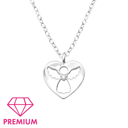 Children's Sterling Silver 'Crystal Heart' Pendant Necklace
