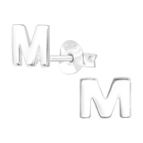 Children's Sterling Silver 'Letter M' Crystal Stud Earrings