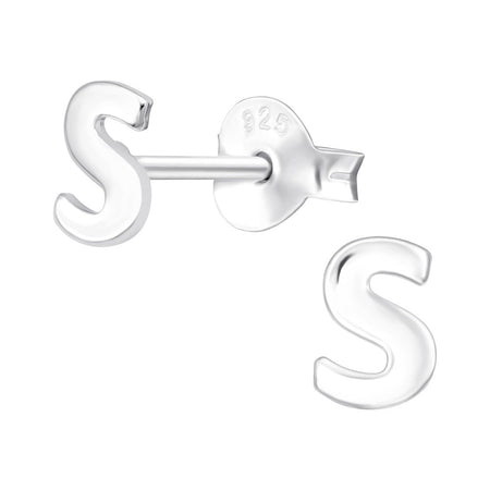 Children's Sterling Silver 'Letter S' Hoop Earrings