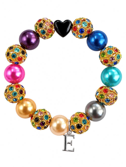 Designer Inspired 'Rainbow Starlet' Pink Czech Crystal and Haematite Stretch Bracelet
