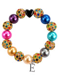 Designer Inspired 'Rainbow Starlet' Pink Czech Crystal and Haematite Stretch Bracelet