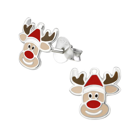 Children's Sterling Silver Christmas Santa Hat Diamante Stud Earrings
