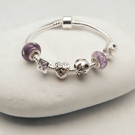 Adult's 'Flamenco' Silver Plated Charm Bead Bracelet