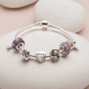 Gran 'Purple Haze' Silver Plated Charm Bead Bracelet