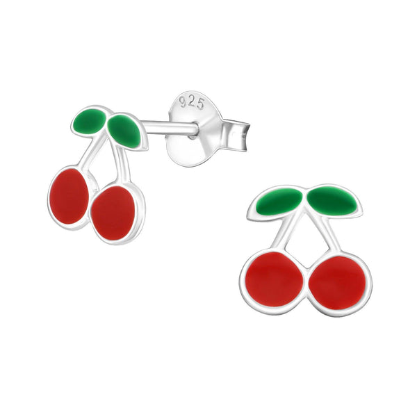 Children's Sterling Silver 'Cherry' Stud Earrings