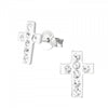 Children's Sterling Silver Crystal Cross Stud Earrings