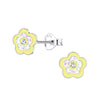 Children's Sterling Silver 'Pretty Yellow Flower with Crystal' Stud Earrings