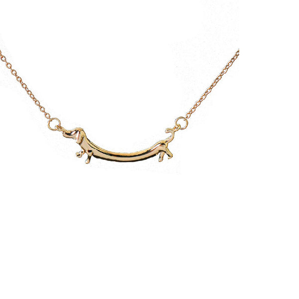 Children's Gold Coloured Dachshund/Sausage Dog Pendant Necklace