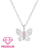 Children's Sterling Silver 'Butterfly with Pink Crystal' Pendant Necklace