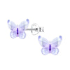 Children's Sterling Silver 'Purple Butterfly' Stud Earrings