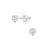 Children's Sterling Silver 'Clear Crystal Heart' Screw Back Stud Earrings