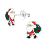 Children's Sterling Silver Christmas Santa with Sack Stud Earrings