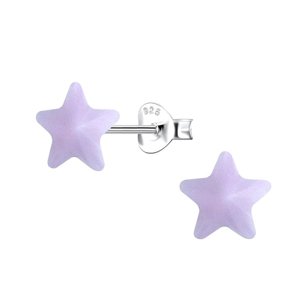 Children's Sterling Silver 'Pale Purple Resin Star' Stud Earrings