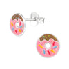Children's Sterling Silver 'Colourful Doughnut' Stud Earrings