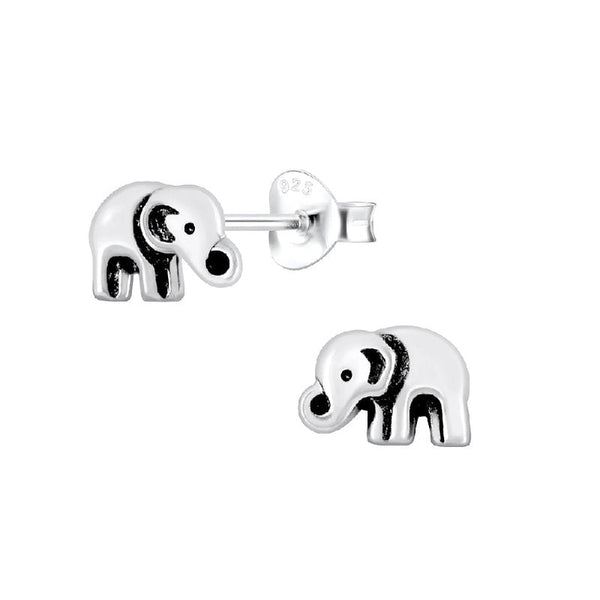 Children's Sterling Silver Elephant Stud Earrings