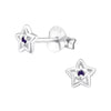 Children's Sterling Silver 'February Birthstone' Star Stud Earrings