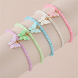 Children's Set of 5 Pastel Butterfly Pendant Stretch Bracelets