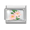 Stainless Steel 9mm Shiny Water Lilies Flower Link for Italian Charm Bracelet