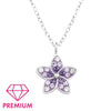 Children's Sterling Silver 'Purple Crystal Flower' Pendant Necklace