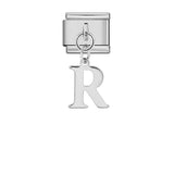 Stainless Steel 9mm Shiny Link with Dangling Letter R for Italian Charm Bracelet