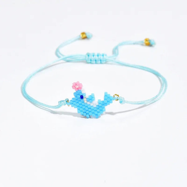 Children's Adjustable Dolphin Beaded Wish Bracelet / Friendship Bracelet