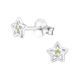 Children's Sterling Silver 'August Birthstone' Star Stud Earrings