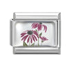 Stainless Steel 9mm Shiny Purple Flowers Link for Italian Charm Bracelet