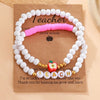 Teacher Stretch Beaded Bracelet Gift Set- Teacher Gift - Pink
