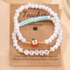 Teacher Stretch Beaded Bracelet Gift Set- Teacher Gift - Aqua Blue
