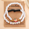 Teacher Stretch Beaded Bracelet Gift Set- Teacher Gift - Black