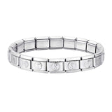Stainless Steel 18 Link Shiny Italian Charm Starter Bracelet (YIN YANG Links)- Classic 9mm Size