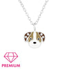 Children's Sterling Silver 'Dog with Crystal' Pendant Necklace